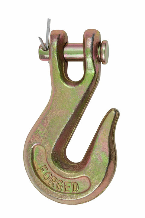 Front view of clevis grab hook from Twenty Piece Hook Set For 3/8 Inch Grade 70 Clevis Grab Hooks With Pins And Clevis Slip Hooks G70 Tow Chain Wrecker Kit