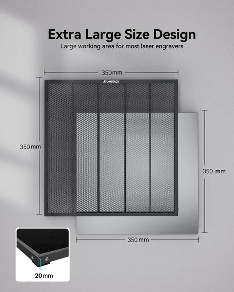 Honeycomb Laser Bed For ATOMSTACK F2N 350x350mm Work Table With Beefed Up Heat Dissipation Pro Grade Black, top view