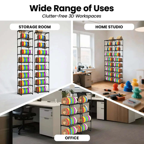 High Capacity 54 Spools Of 1kg 3D Printer Filament Storage Rack with heavy duty metal spool holder in various settings