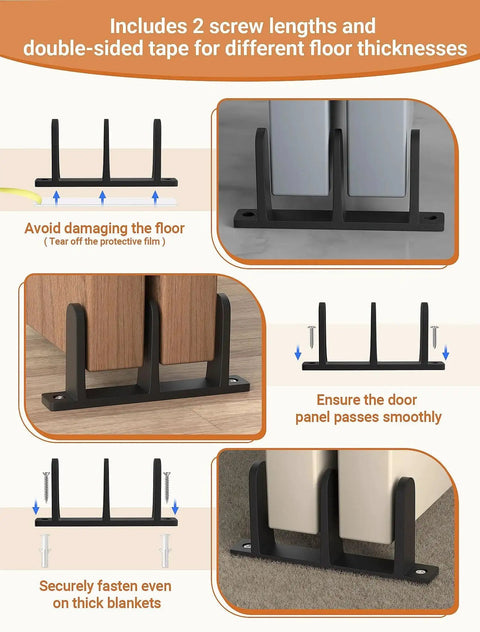 Closet Door Floor Guide Kit 4 Pack For 1-3/8 Inch Doors Universal Fit Keeps Sliding Doors Stable And Quiet On The Track