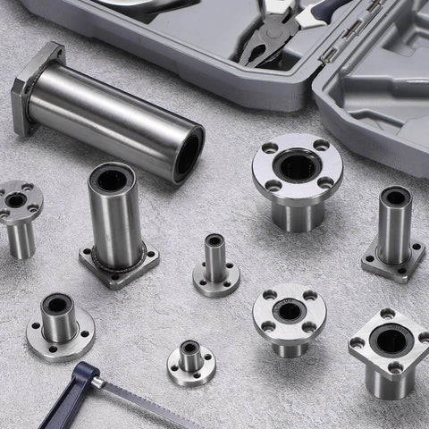 4 Pack LMF10LUU Linear Ball Bearings 10mm Bore Round Flange With Double Side Rubber Seal ABEC3 for CNC Machines and 3D Printers