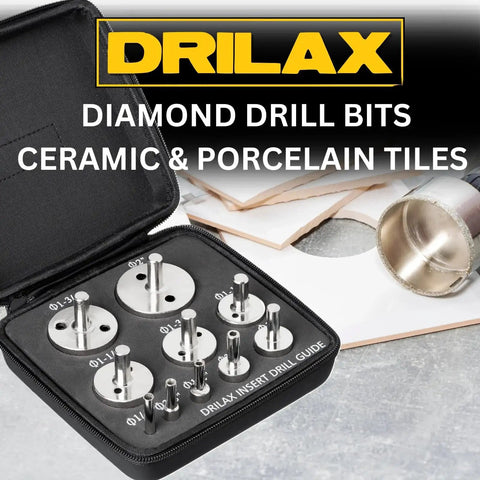 Diamond Hole Saw Drill Bit Set With Guide 10-Piece Core Bit Kit From 1/4 To 2 Inches for glass, tile, and porcelain with case