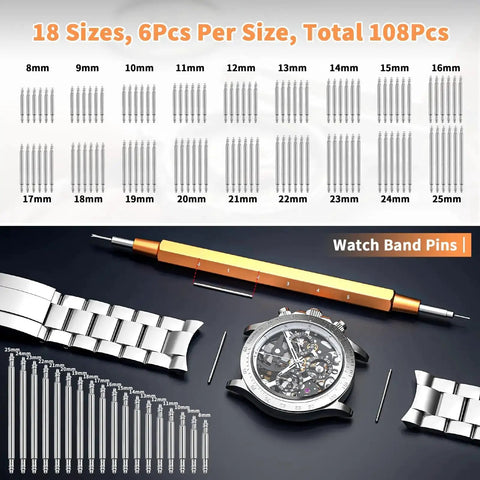 Deluxe 155 Piece Watch Repair Kit With Carrying Case Pro Grade Do It All Tools For Battery Replacement and Band Link Removal