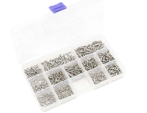 600 Piece Self Tapping Sheet Metal Screw Kit In 12 Sizes M2 M2.2 M2.6 M3 Pan Head 304 Stainless Steel Silver Finish in box