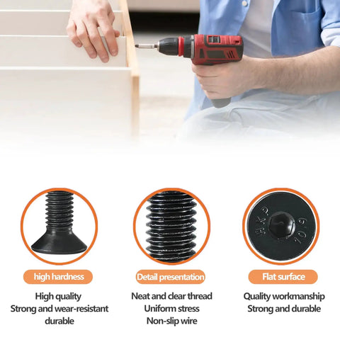 420 Piece M4 Countersunk Hex Socket Screws Set With 6 8 10 12 16 20 25mm Black Iron Hex Bolts Socket Head Furniture Screws shown in use.