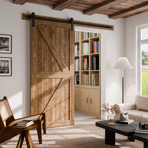 4 Foot Single Sliding Barn Door Hardware Kit Black With Carbon Steel Hangers And Flat Track System for Closet or Kitchen