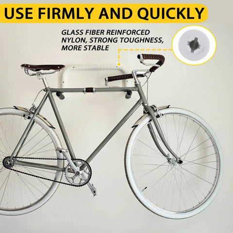 Bicycle mounted on wall using 60Pcs Self Drilling Drywall Anchors And 8 Screws Heavy Duty Wall Anchors For Drywall Holds Up To 75 Lb No Pre Drill Hole Required Drywall Screws And Anchors Kit For Hanging Frames Shelves And TV