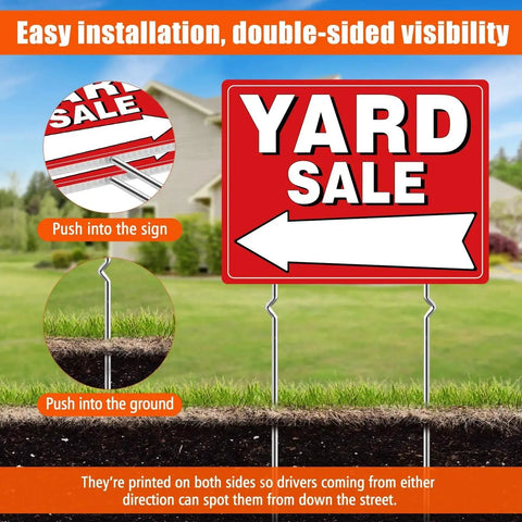 Two Pack Yard Sale Sign Kit With Four Metal Stakes And 960 Removable Price Stickers Make Offer Tags Double Sided