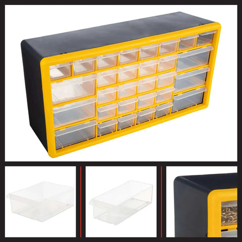 30 Drawer Plastic Small Parts Organizer Yellow Desktop Or Wall Storage For Hardware, Crafts, Garage Or Classroom Keep It Neat With Stackable Drawers And Clear Compartments