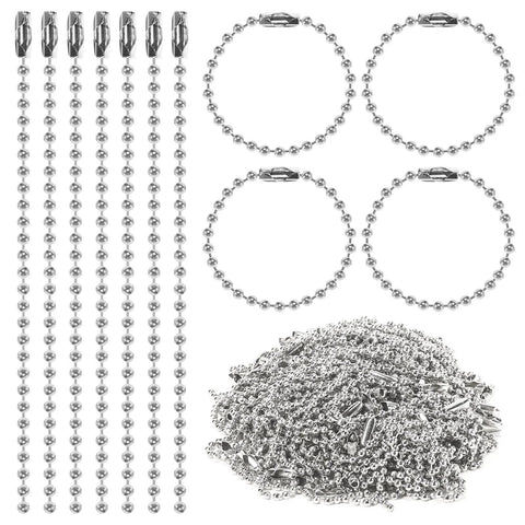 300 Pcs Ball Chain Keychain Links 3.9 Inch Beaded Chains Nickel Plated Silver 2.4 Mm Ball Chains Bulk For Dog Tags