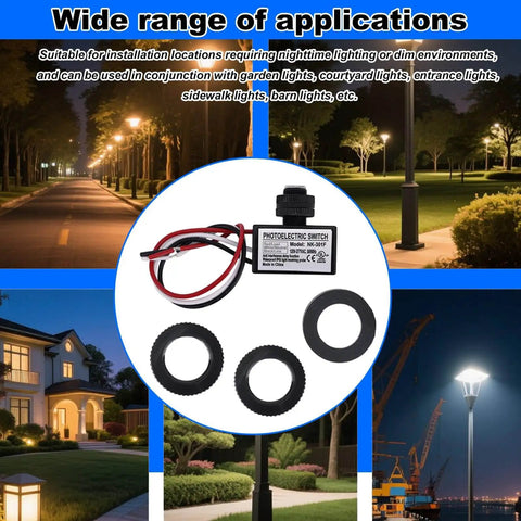 Two Pack 120V To 277V AC Photocell Light Sensor Switches With Four Nuts And Two Washers for dusk to dawn outdoor street lighting