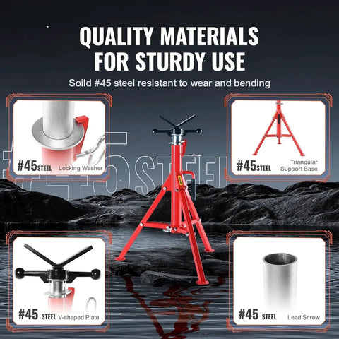 Versatile Pipe Stand And Welding Jack Stand 28 To 52 Inch Height 2500 Lbs with steel construction and folding base
