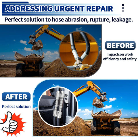 Hydraulic hose repair kit, 1/4 in. hoses, 2 heavy-duty galvanized carbon steel fittings for field repair