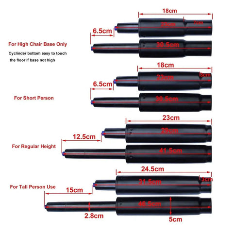 Heavy Duty 5.5 Inch Gas Lift Cylinder Replacement For Office Chairs, 450 Lb Capacity, Long Stroke Pneumatic Shock Piston, size options shown