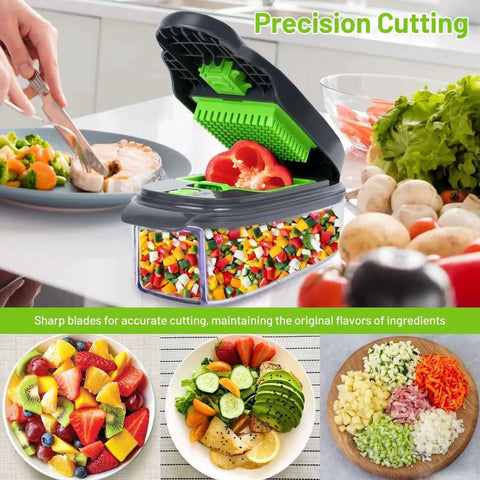 13 In 1 Veggie Chopper With Storage Container For Quick Prep Time Saver Onion Carrot Potato And Cucumber Chopping Salad Cutter
