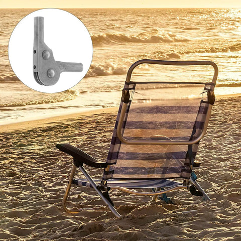 Beach chair featuring Three Gear Folding Sofa Hinge With Self Locking Support, image inset shows hinge close-up, ideal for space saving furniture.