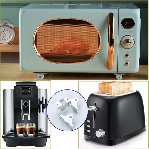 Microwave oven and toaster on a kitchen counter with a glimpse of 16 Pack 1-Inch Fixed Caster Wheels Quiet Silent Rollers With Screws And Double-Sided Tape for furniture.