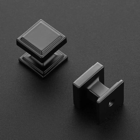 Matte Black Square Cabinet Knobs 15 Pack 1 Inch Diameter Zinc Solid Drawer Pulls Farmhouse Cabinet Hardware Handles For Cupboard Dresser Closet