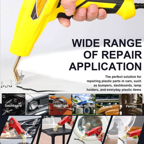 Dual Size Wave Shape Plastic Welding Staples Set, 1000Pcs, for ABS Plastic Repairs with hot melt welding gun in use