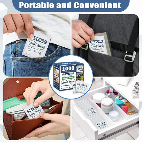 Pre Moistened Eyeglass Lens Wipes Scratch Free Streak Free Cleaning For Glasses in various packaging scenarios