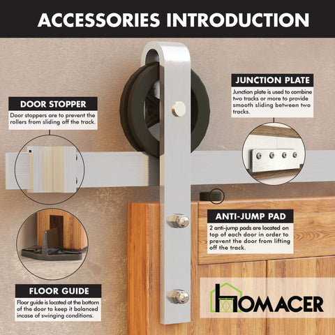 Brushed Nickel Sliding Barn Door Hardware Kit For Double Doors 7 Foot Flat Track Spoke Wheel Rollers Heavy Duty Interior Use