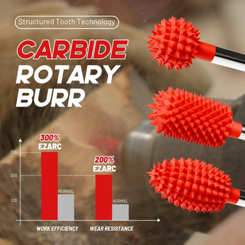 Hardcore Tungsten Carbide Rotary Burr Kit For Wood Carving, 3 Piece Set With 1 8th Inch Shank Very Coarse Engraving Bits shown