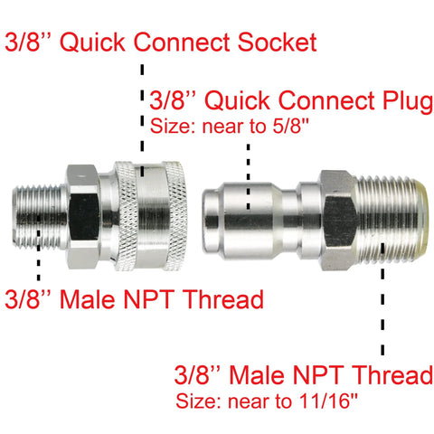 RIDGE WASHER metal high-pressure ball valve kit: two 3/8 inch quick-connect adapters for power washer hose