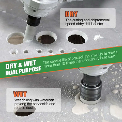 All In One Diamond Hole Saw Kit For Tile Ceramic And Granite With 11 Piece Diamond Core Drill Bit Set and wet cutting drill