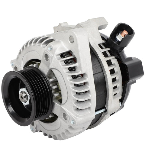 Front view of an Alternator Replacement For Honda Accord 3.5L 2013 2014 2015 2016 2017 Direct Fit High Output Beefed Up Upgrade
