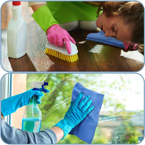 Person cleaning surfaces with Blue Surgical Huck Towels 100 Piece Bulk Set Pro Grade 24 By 17 Inch Cotton Cleaning Shop Towels