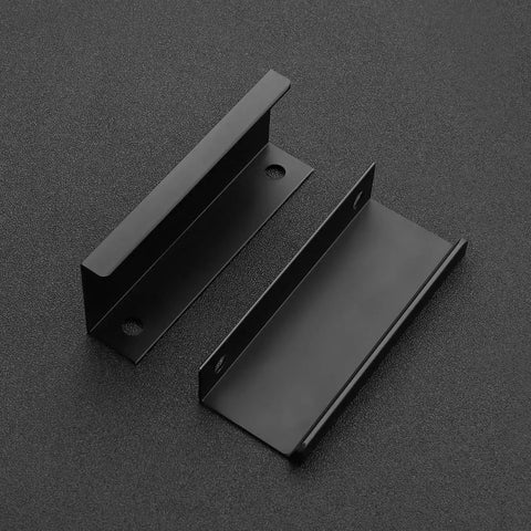 Two 6 Pack Finger Edge Pulls for Cabinets 80mm Length Matte Black Concealed Cabinet Handles shown against a black background.