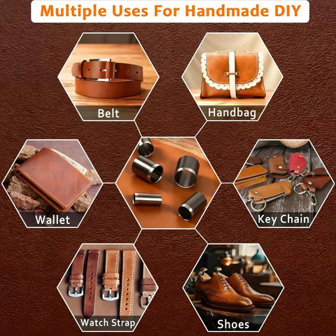 Pro Grade Leather Circle Cutter Tool Set 13 Piece Circle Punch Kit with multiple uses for belts, handbags, wallets, key chains, watch straps, shoes.