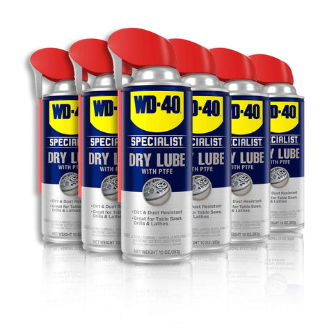 Dry Lube With PTFE Spray 2 Ways 10 Oz 6 Pack For Long Lasting Friction Reduction And Corrosion Protection shown in packaging.