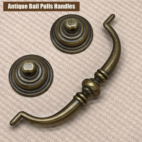 Vintage Rustic Zinc Alloy Drawer Pull Handles 6 Pack With 110mm Hole Centers And 140mm Total Length Drop Down Bail Swing