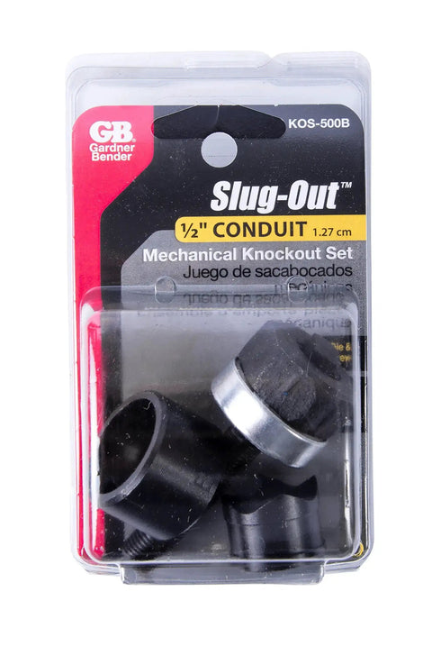 Slug-Out Mechanical Knockout Set With Four Point Punch, Die And Drive Screw, Pro Grade For One Half Inch Conduit packaging