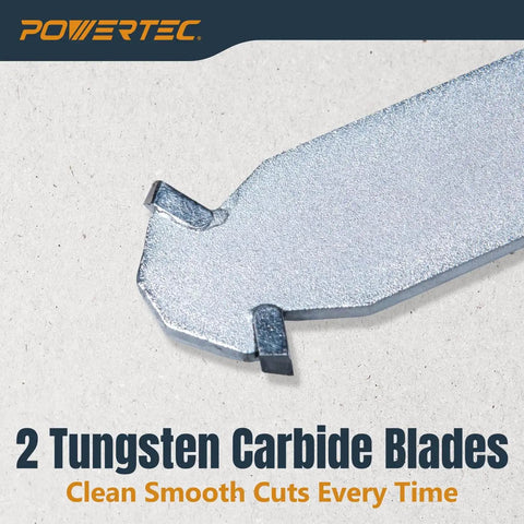 Close-up of dual tungsten carbide blade from Heavy-Duty Backer Board Scoring Knife with Dual Tungsten Carbide Blades.
