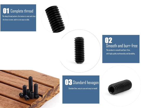 720 Piece Hex Socket Drive Cup Point Set Screws Kit Pro Grade M2 Through M6 In 12 Sizes Carbon Steel Black Grub Screws