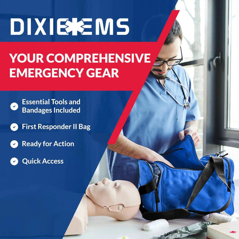 Healthcare worker using Fully Stocked Trauma First Aid Kit In First Responder II Bag With Tools Gauze Bandages Scissors And Gloves, Compact