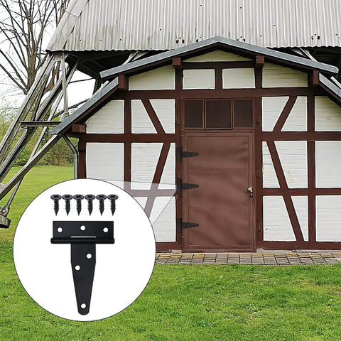 4 Pack 3 Inch T Strap Hinges Heavy Duty Outdoor Black Tee Hinge For Wooden Fences Barn Doors Gates Shed Doors Hardware
