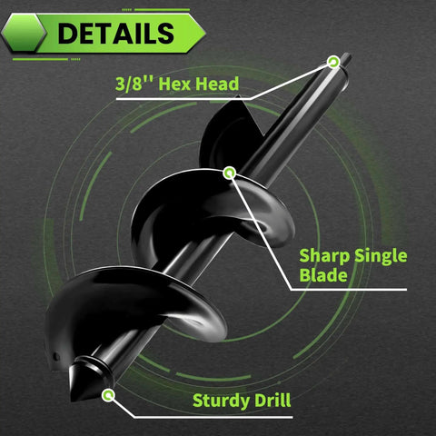 Heavy Duty 4 Inch By 16 Inch Garden Auger Drill Bit For Planting Spiral Bulb Planter Tool And Post Hole Digger With Three Eighths Inch Hex Drive