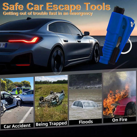 16 Piece Car Window Breaker Key Chain Set 3 In 1 Glass Breaker Seat Belt Cutter And Survival Whistle with car images