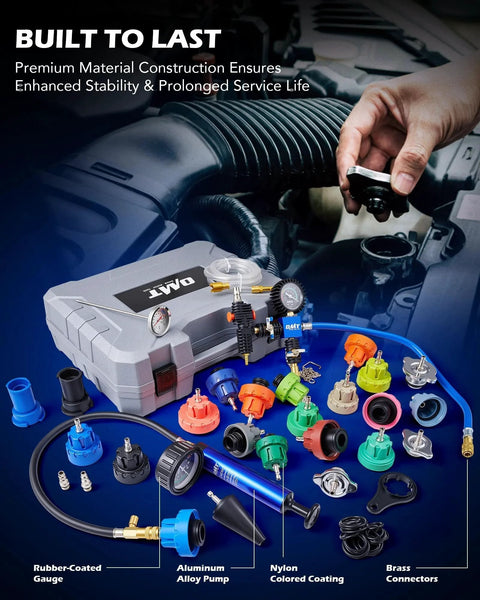 All In One 31pc Coolant Pressure Tester Kit With Vacuum Pump And Refill Tool, 23 Radiator Adapters, Universal Adapter