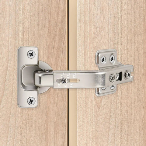 135 Degree Lazy Susan Cabinet Hinge for Full Overlay Concealed Corner Cabinets, metal hinge installed on wooden cabinet door.