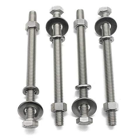 Tough-As-Nails 3/8-16 X 5 Stainless Steel Hex Bolts with nuts, flat and lock washers, fully threaded, 18-8 304 stainless steel kit