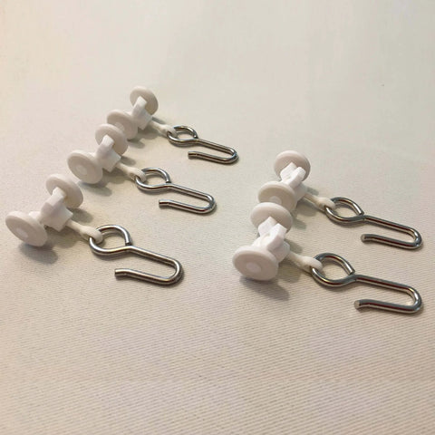 Ceiling Curtain Track Gliders Set Pack Of 10 With Plastic Body And Steel Hooks Smooth Rolling Wheels On Table