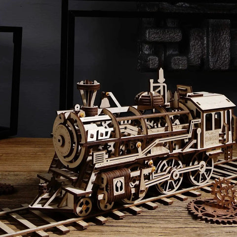 Wooden model train assembled from 24 Pack Basswood Sheets 16 By 12 Inches One Eighth Inch Thick Unfinished Wood For Laser Cutting Arts And Crafts Painting Wood Engraving Architectural Models Pyrography DIY Projects.