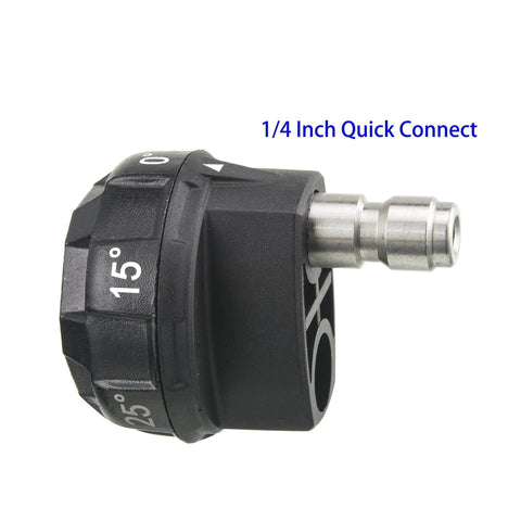 Side view of Six In One Pressure Washer Nozzle Tips With One Quarter Inch Quick Connect And Adjustable Angles 0 Degree 15 Degree 25 Degree 40 Degree Plus Soap Up To 4000 PSI Easy Changeover By JOEJET For Home Use showing 1/4 inch quick connect.