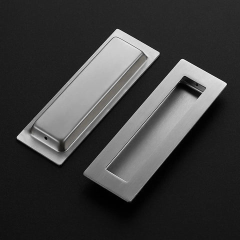 2 Pack Pocket Door Handles For Sliding Closet Doors, Five Point Nine Inch Flush Barn Door Pulls In Brushed Nickel, Rectangular Recessed Closet Door Handles, Solid 304 Stainless Steel Construction, Durable Corrosion Resistant Hardware