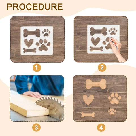 Step-by-step guide using 6.69 By 5.9 Inch Acrylic Dog Paw Print And Bone Router Templates for woodworking and craft projects.