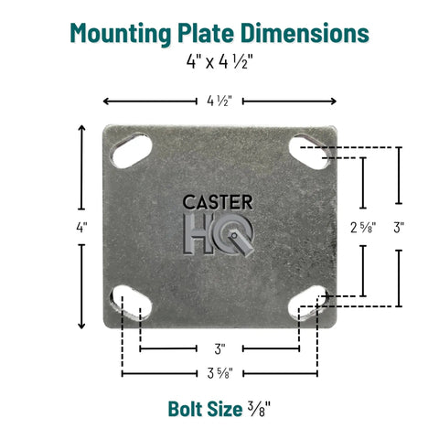 Mounting plate dimensions for 5 By 2 Inch High Temperature Phenolic Rigid Caster With 750 Lbs Capacity For Hot Environments